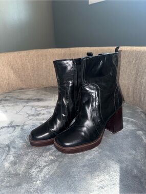 Marc Fisher Abitha Platform Black Leather Bootie